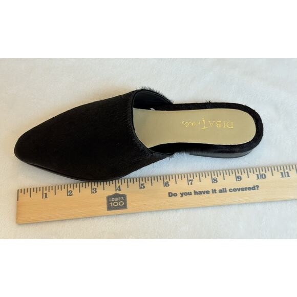 Diba True Women’s Sz 7 Black High Up Calf Hair Slip-on Mule Flats Dress Shoe - Picture 10 of 10